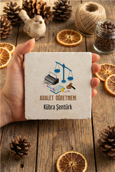 Adalet Öğretmeni Kişiye Özel Bardak Altlığı