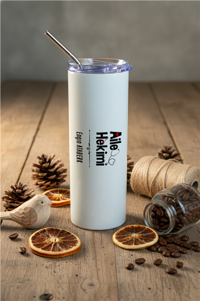 Aile Hekimi Kişiye Özel Pipetli Çelik Termos