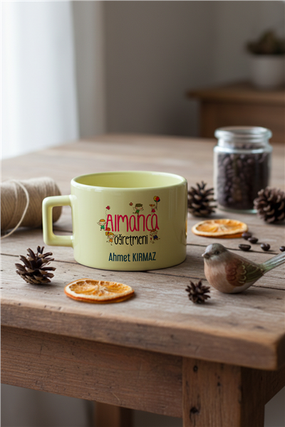 Almanca Öğretmeni Kişiye Özel Lüks Pastel Fincan