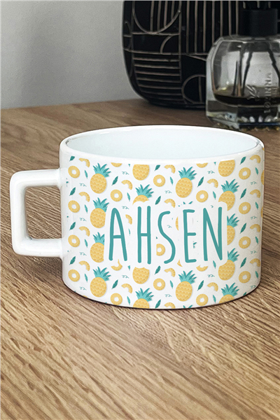 Ananas Desenli Kişiye Özel Lüks Fincan