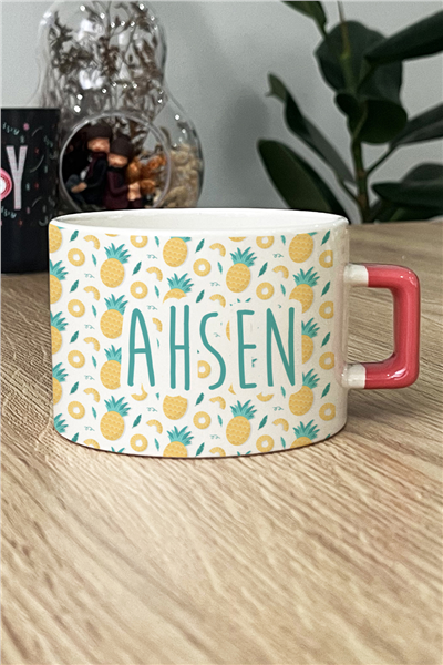 Ananas Desenli Kişiye Özel Lüks Fincan