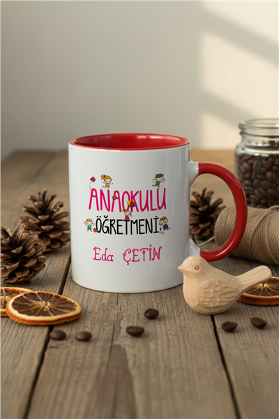 Anaokulu Öğretmeni Hediye Kutusu - Kişiye Özel Kupa Standart, Filtre Kahve, Eldiven, Bere