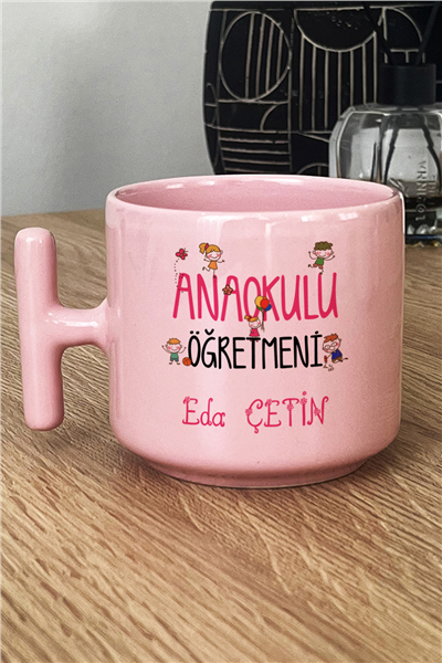 Anaokulu Öğretmeni Hediye Kutusu - Kişiye Özel T Pastel Kupa, Peluş Avokado, Fotoğraf 1 Adet