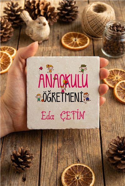 Anaokulu Öğretmeni Kişiye Özel Bardak Altlığı