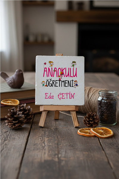 Anaokulu Öğretmeni Kişiye Özel Dekoratif Taş İsimlik