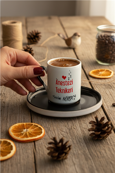 Anestezi Teknikeri Kişiye Özel Türk Kahvesi Fincanı