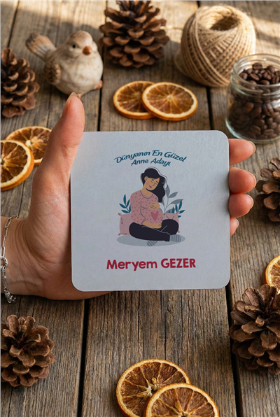 Anne Adayı Kişiye Özel Bardak Altlığı