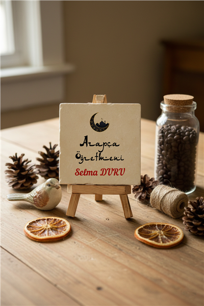 Arapça Öğretmeni Kişiye Özel Dekoratif Taş İsimlik