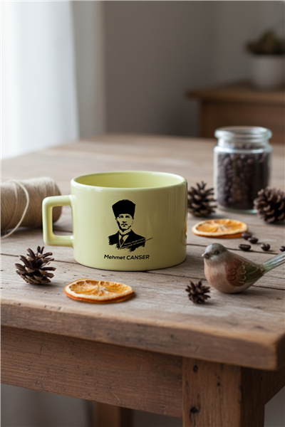 Atatürk Asilkan Kişiye Özel Lüks Pastel Fincan