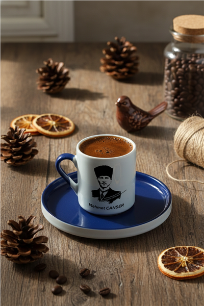 Atatürk Asilkan Kişiye Özel Türk Kahvesi Fincanı
