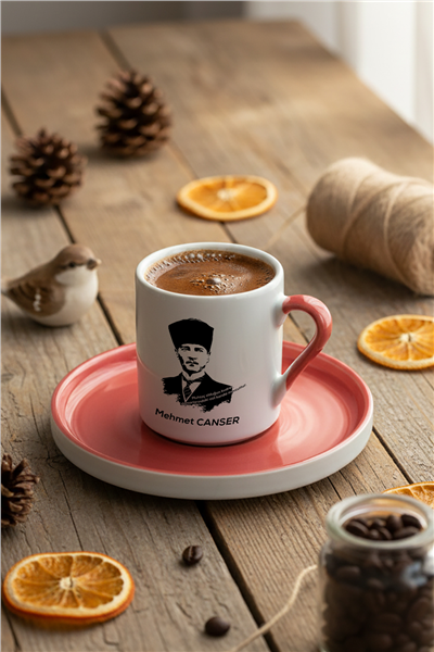Atatürk Asilkan Kişiye Özel Türk Kahvesi Fincanı