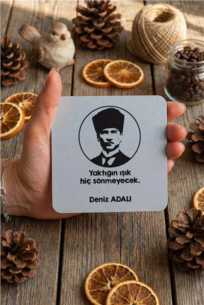 Atatürk Silüeti Kişiye Özel Bardak Altlığı