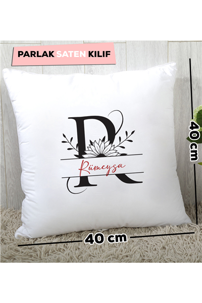 Ayçiçekli Baş Harfli Kişiye Özel Yastık