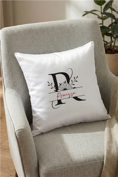 Ayçiçekli Baş Harfli Kişiye Özel Yastık