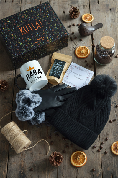 Baba Hediye Kutusu - Kişiye Özel Kupa Standart, Filtre Kahve, Eldiven, Bere