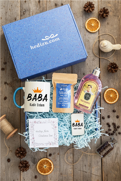 Baba Hediye Kutusu - Kişiye Özel Kupa Standart, Traş Kolonyası, Çakmak, Filtre Kahve