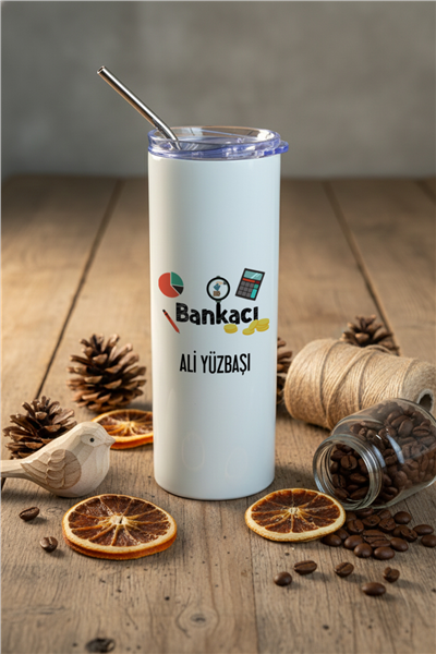 Bankacı Kişiye Özel Pipetli Çelik Termos