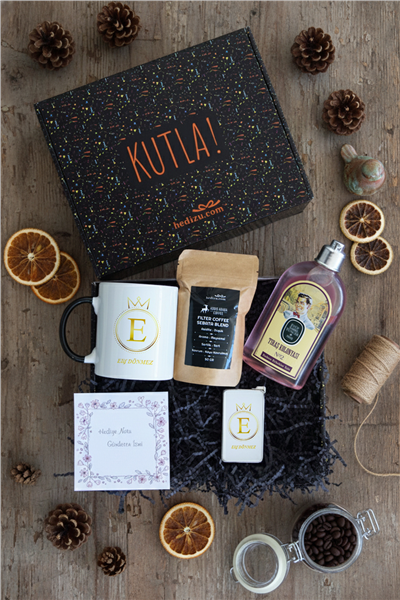 Baş Harf Hediye Kutusu - Kişiye Özel Kupa Standart, Traş Kolonyası, Çakmak, Filtre Kahve