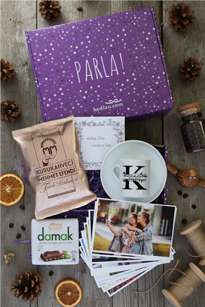 Baş Harf ve İsim Hediye Kutusu - Kişiye Özel Türk Kahvesi Fincanı, Türk Kahvesi, Damak Çikolata, Fotoğraf 12 Adet