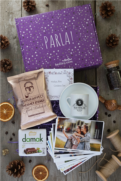Baş Harf ve İsim Hediye Kutusu - Kişiye Özel Türk Kahvesi Fincanı, Türk Kahvesi, Damak Çikolata, Fotoğraf 12 Adet