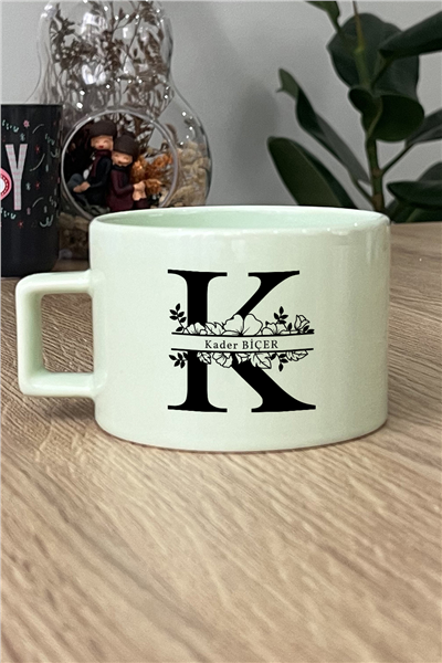 Baş Harf ve İsim Kişiye Özel Lüks Pastel Fincan