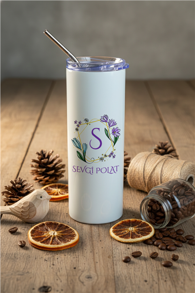 Baş Harf ve İsim Kişiye Özel Pipetli Çelik Termos