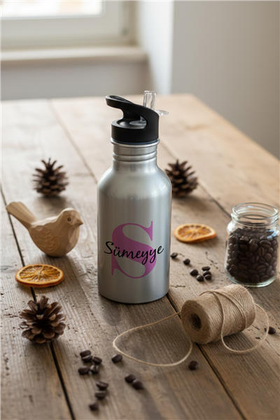 Baş Harf ve İsim Kişiye Özel Pipetli Matara