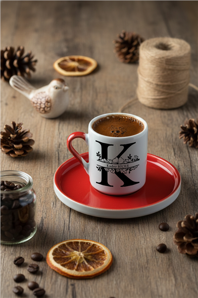 Baş Harf ve İsim Kişiye Özel Türk Kahvesi Fincanı