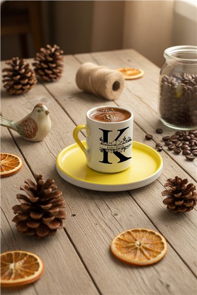 Baş Harf ve İsim Kişiye Özel Türk Kahvesi Fincanı