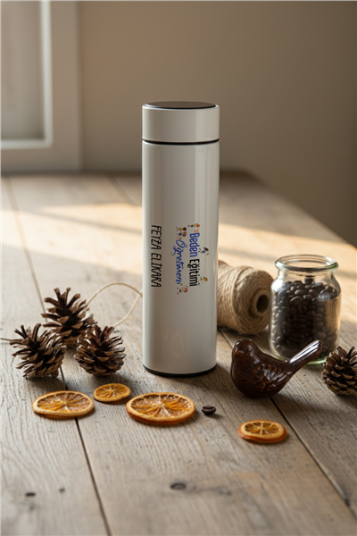 Beden Eğitimi Öğretmeni Kişiye Özel Filtreli Dijital Göstergeli Termos