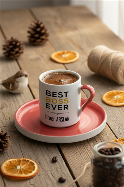 Best Boss Ever Kişiye Özel Türk Kahvesi Fincanı