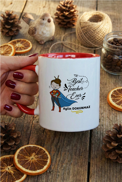 Best Teacher Ever Kişiye Özel Kupa Bardak Standart