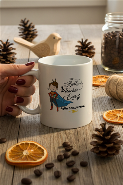 Best Teacher Ever Kişiye Özel Kupa Bardak Standart
