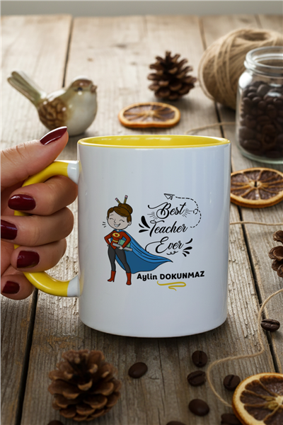 Best Teacher Ever Kişiye Özel Kupa Bardak Standart