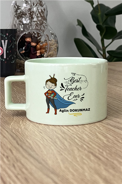 Best Teacher Ever Kişiye Özel Lüks Pastel Fincan