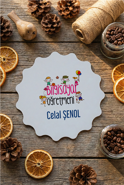 Bilgisayar Öğretmeni Kişiye Özel Bardak Altlığı