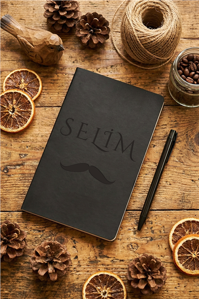 Bıyık Desenli Kişiye Özel Defter ve Kalem