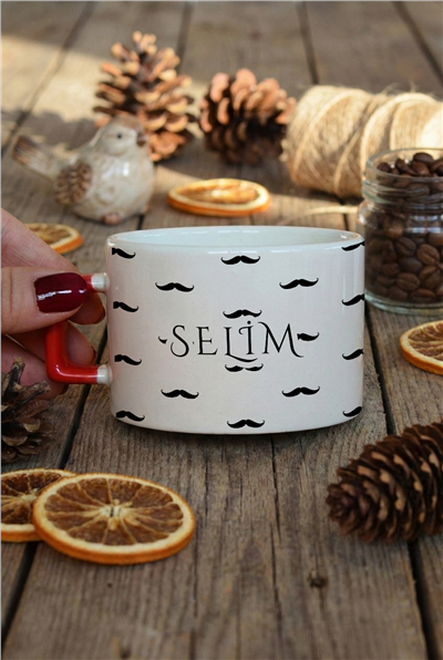 Bıyık Desenli Kişiye Özel Lüks Fincan