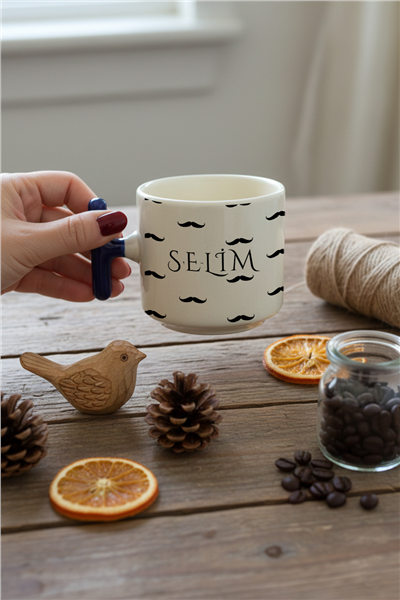 Bıyık Desenli Kişiye Özel T Kupa