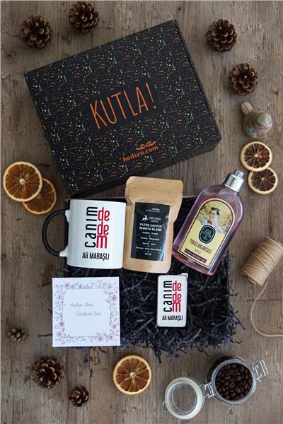 Canım Dedem Hediye Kutusu - Kişiye Özel Kupa Standart, Traş Kolonyası, Çakmak, Filtre Kahve