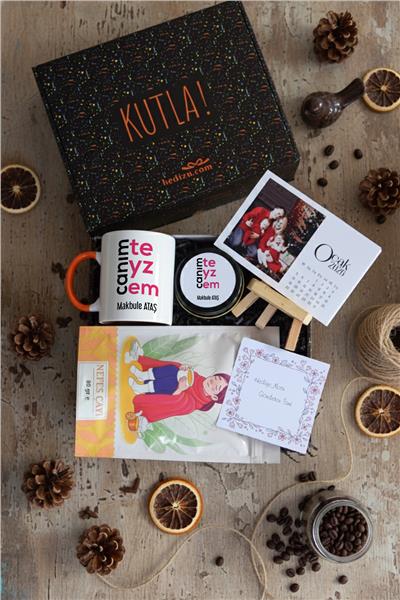 Canım Teyzem Hediye Kutusu - Kişiye Özel Kupa Standart, Bitki Çayı, Takvim, Mum