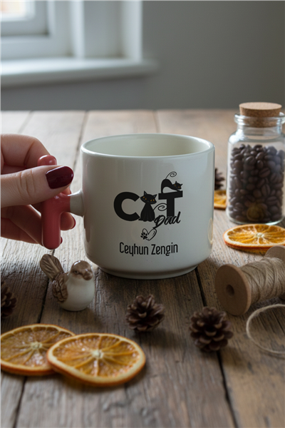Cat Dad Kişiye Özel T Kupa