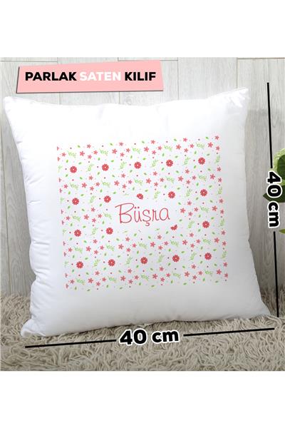 Çiçek Desenli İsme Özel Kişiye Özel Yastık