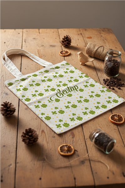 Çiçek Desenli Kişiye Özel Bez Çanta