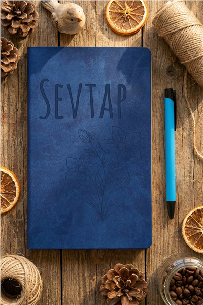 Çiçek Desenli Kişiye Özel Defter ve Kalem