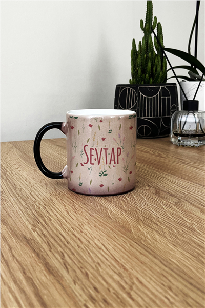 Çiçek Desenli Kişiye Özel Kupa Bardak Standart