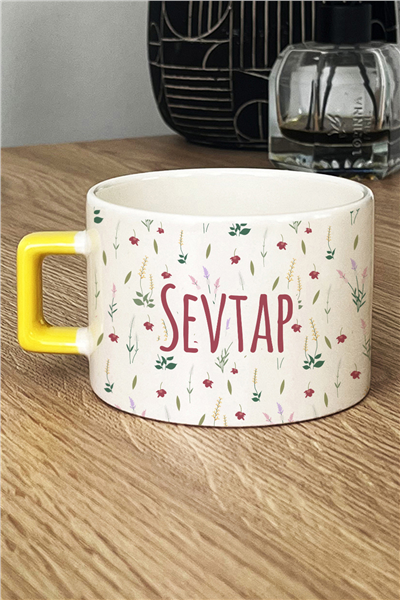 Çiçek Desenli Kişiye Özel Lüks Fincan