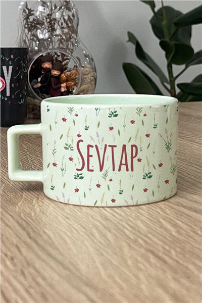 Çiçek Desenli Kişiye Özel Lüks Pastel Fincan