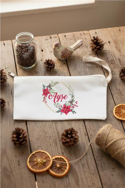 Çiçek ve İsim Hediye Kutusu - Anı Defteri, Fotoğraf 10 Adet, Bez Kalemlik, Baston Şeker, Onefis Sade Çikolata Parçalı Cookie 4 adet