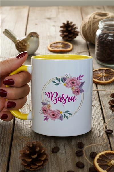 Çiçek ve İsim Kişiye Özel Kupa Bardak Standart